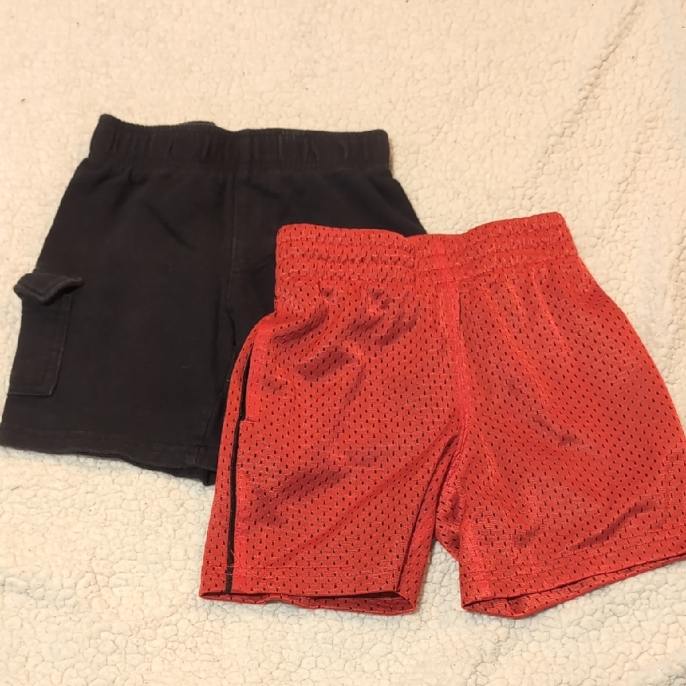 Lightweight Red and Black Elastic Waist Shorts